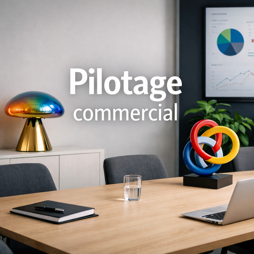 imagine une image au design minimaliste avec les mots Pilotage commercial Jaimerai une image plus raliste et prsentant ces lments dans un environneme-1